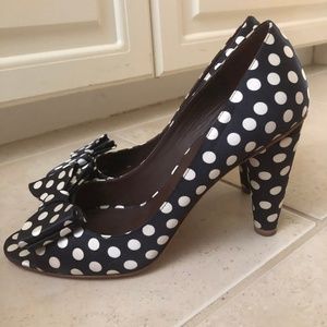 Bruno Magli Navy Polka Dot Heels